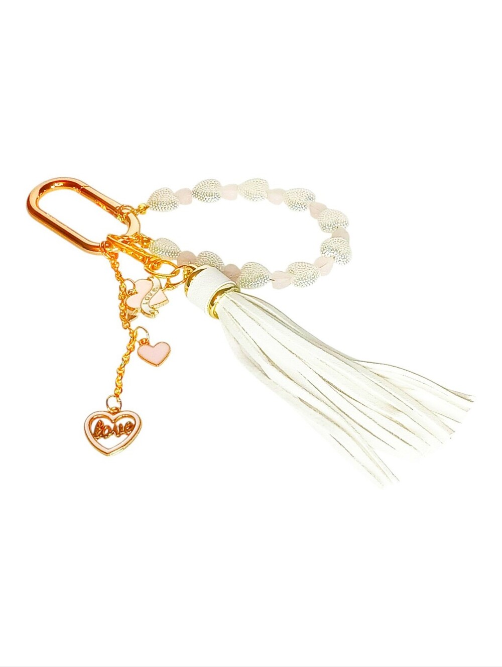 Rose Quart Hearts Bag Charm Purse Jewelry Soft Girl Angelcore Y2k Bling Lovecore